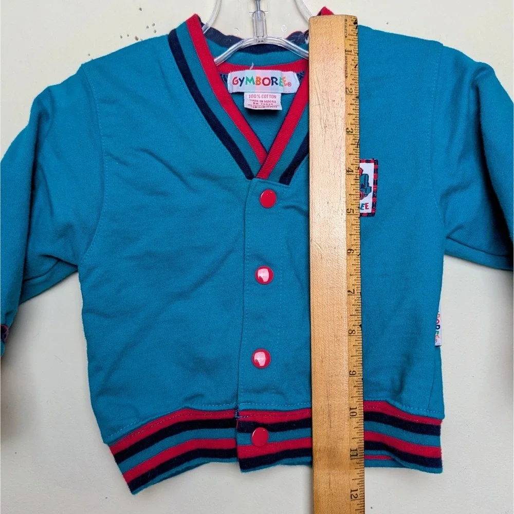 Vintage Gymboree Rainbow Tag Train Applique Cotton Cardigan Sweater Newborn